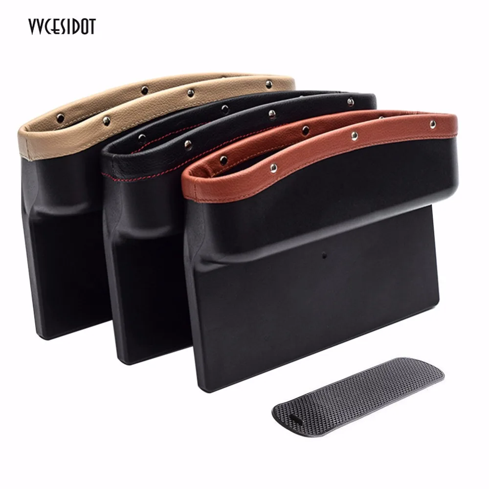 Autositz Organizer Auto Right Seat Gap Aufbewahrungsbox Organizer Konsole Seitentasche Ledersitz Spalt Aufbewahrungsbox F/ür Brieftasche Telefon M/ünzen Zigarettenschl/üssel Karten Tassen Beige,Links