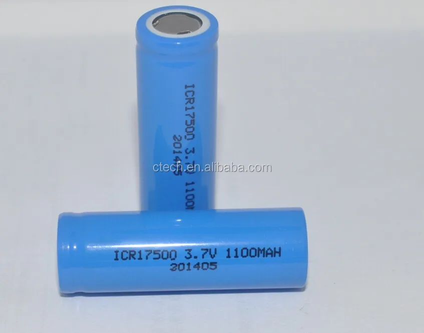 3.7v 17500 1100mAH li-ion battery recargeable ICR17500