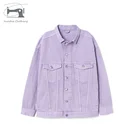 Wholesale in stock fashion dark purple jean denim jacket women