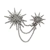 Flower Silver Full Crystal Chain Brooch Pin Christmas Gift Wedding for men or women suit or collar