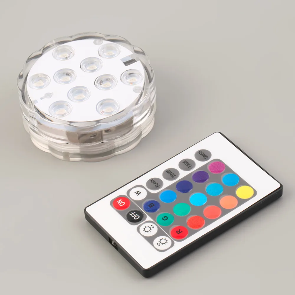 1Pc Remote Control RGB 10LED Multi-function Underwater Light For Diving/fish lamp