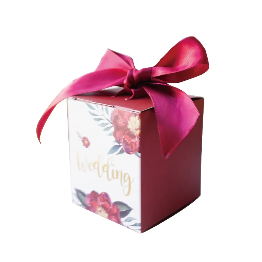 wedding door gift box/small party candy gift box with ribbon