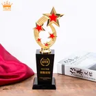 Custom high quality black crystal metal star shape trophy