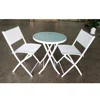 3-piece White Folding Metal Bistro Table and Chairs Set