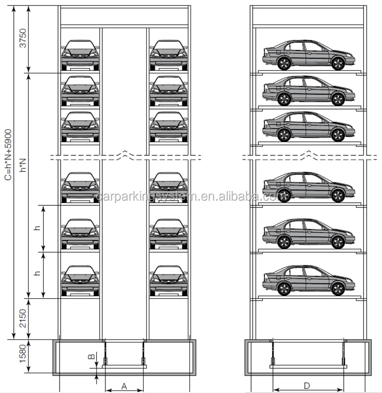 Smart Auto Tower Parking System Hospital Car Tower Parking Office Car Tower Parking Equipment