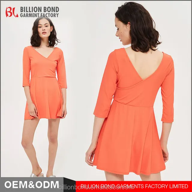 2017 Women Summer Dress Sexy Kniited V-neck Women Clothing Dress Petite Wrap Back Skater Fancy Casual Dress