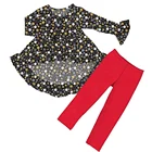 New Design Baby Children Boutique Girl Clothes Milk Silk High Low Dresses New Year Holiday Girls Sets Outfit