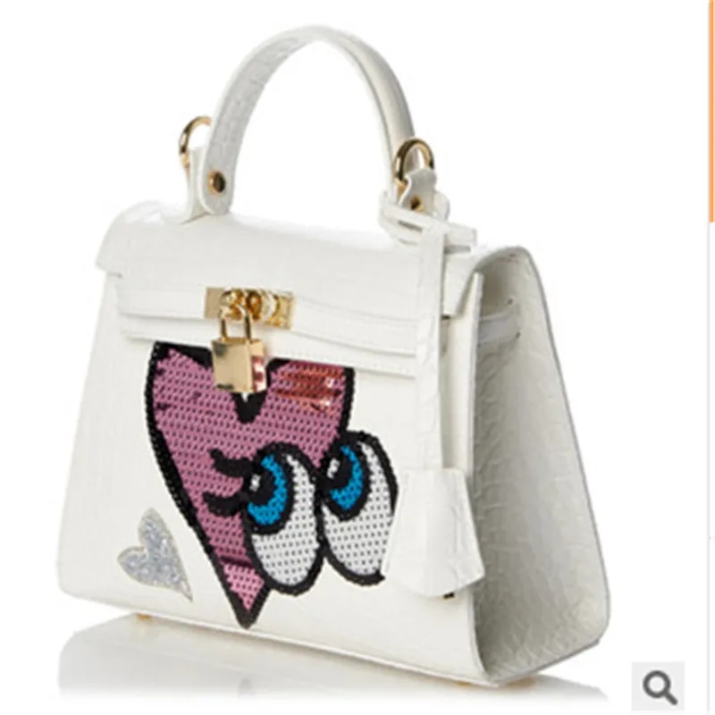 Love Cartoon Package Faux Crocodile Handbag Cartoon Eye Handbags Clasp Leather Cover Cases For Documents Box Style Eye Tote Bag