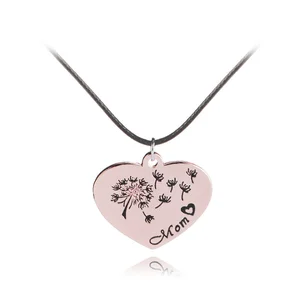 gift dandelion couple heart pendant necklace for mothers day