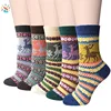 New Apparel women vintage style socks wool blend winter soft thick warm knit fair isle stripe custom crew sock