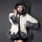 Winter Black faux fur coat women rabbit fur coat fashion women rabbit fur coat