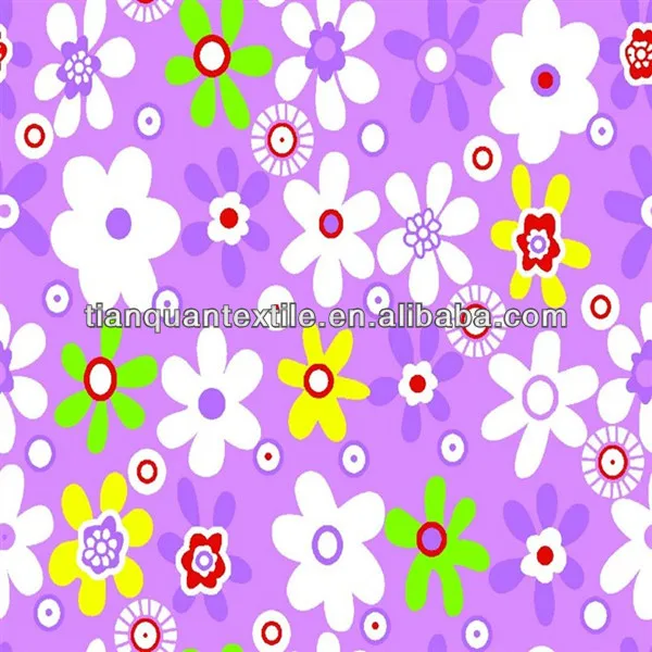 100% cotton purple small flower printed flannel fabric for kids