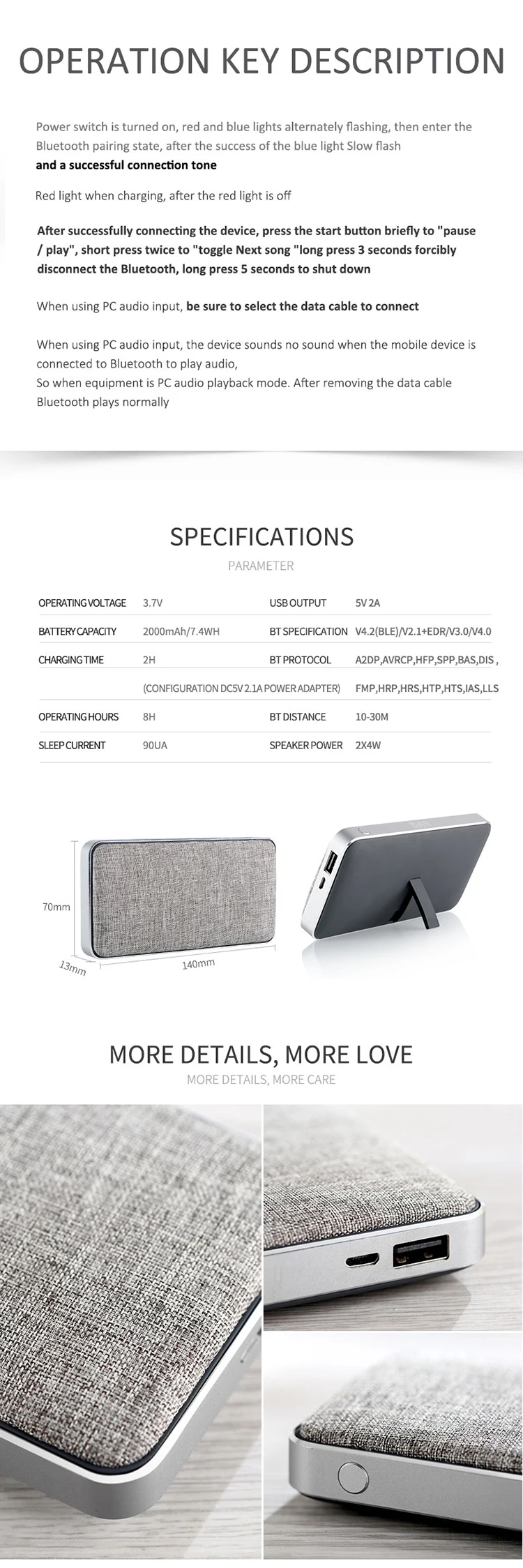 BMQ new portable mini fabric mobile power subwoofer wireless bluetooth speaker - ANKUX.COM