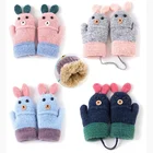High reputation cute rabbit kid winter warm fur mitten knitted glove