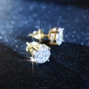 latest 14K gold designs 925 sterling silver cz round halo stud earring