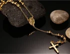 Various colors beaded rosary Jesus Christian cross religious pendant necklace jewelry