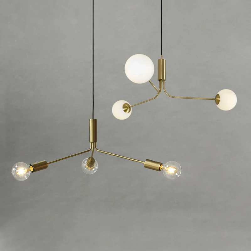 Postmodern Nordic American chandelier creative personality restaurant lamp bedroom art wrought iron branch molecular chandelier