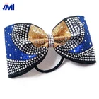 cheer bow strip rhinestone transfer tailless hair accessories for girls