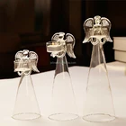 hand made clear angle glass small tealight candle holder