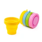 eco friendly camping tea mouthwash plastic reusable foldable silicone folding collapsible cup with lid