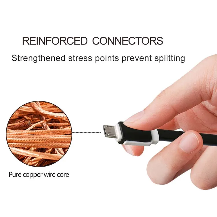 Upgrade chip 2.0 Noodle Micro USB cable for mobile phone used for home/ car/office/ travel - ANKUX.COM