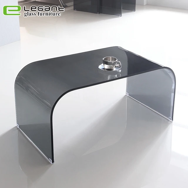 Modern Hot bent black glass coffee table