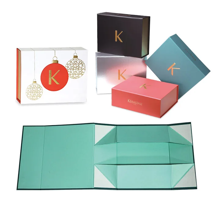 luxury cosmetic foldable collapsible color paper gift boxes with