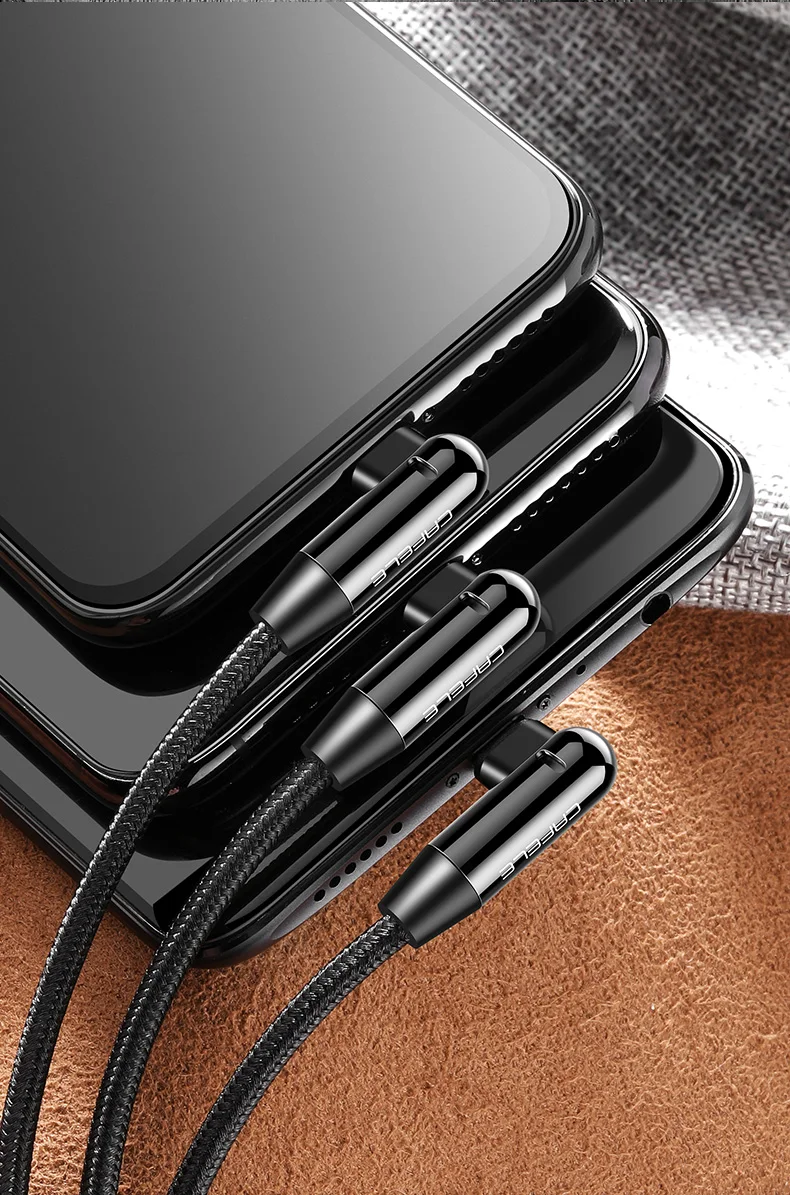 Cable Charger Fast Charging 90 Degree Shape With LED Light 3 in 1 Usb Cable For Iphone - ANKUX.COM