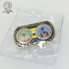 Gold Plating Brass India Photo Memory Memorial Pin Metal Badge Custom