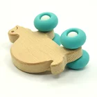 2018 Hot Sale Baby Newborn Silicone and Wooden Teether Baby Sensory Toy Gift