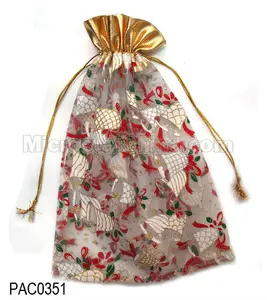 superior jinglebell christmas organza gift bag pouch