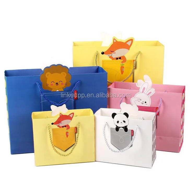 paper gift bags with different creative animal graphic designs