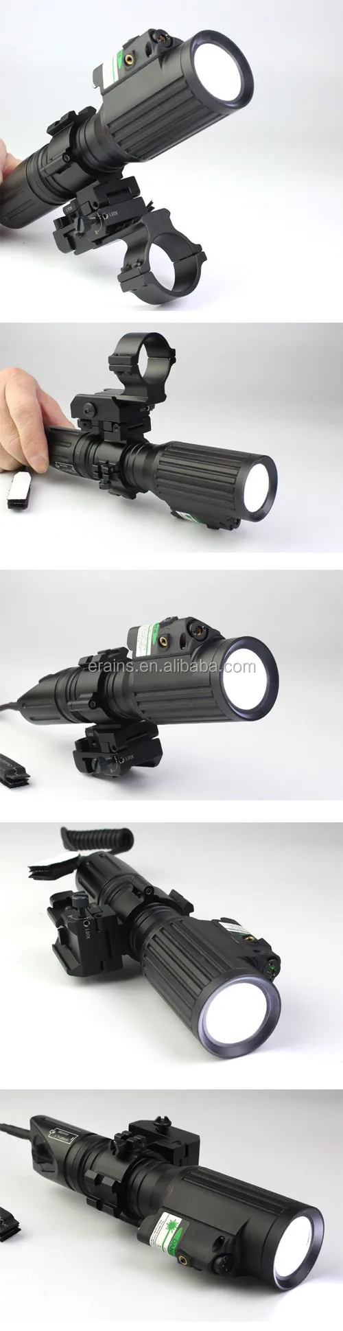 ES-LS-1KLMG 1000 lumens T6 LED light with green laser combo with windage elevation adjustable mount installed.jpg