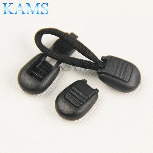 Cord Ends Zipper Pull Cord Lock Stopper For Sportswear Backpack Garment Black