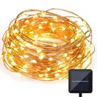 Solar powered waterproof copper wire string mini led fairy light for wedding christmas party house decoration 100leds