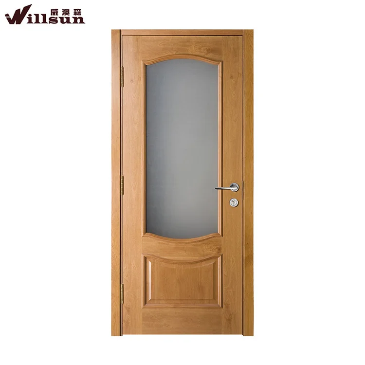 New Style Kitchen Tempered Half Glass Swinging Door Mdf