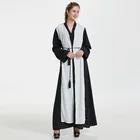 latest design spliced front open abaya islamic black clothing muslim dress