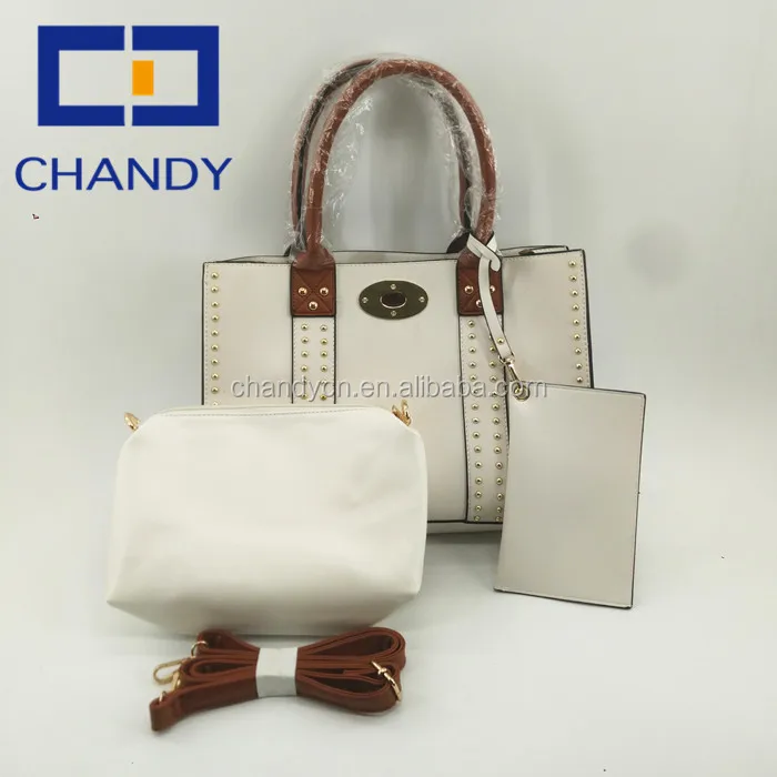 wholesale white pu leather bag set monogram bags women handbags