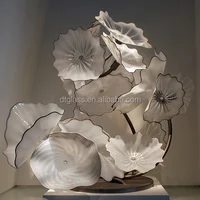 Large Murano Blown Glass Art Lotus