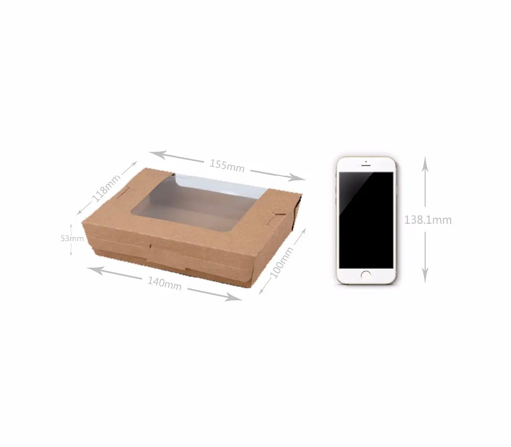 custom made various styles kraft paper salad box - pla window