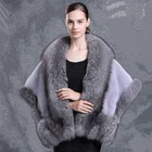 CX-B-M-05M Mink Fur Shawl Fur Stole With Fox Fur Trim