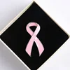 Pink enamel Metal Silk Breast Cancer Ribbon Rhinestone Brooch for women /Pink Breast Ribbon