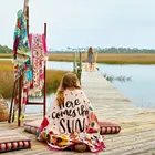 Amazon Hot Customized Logo printed beach towel,mandala sublimation microfiber round beach towel