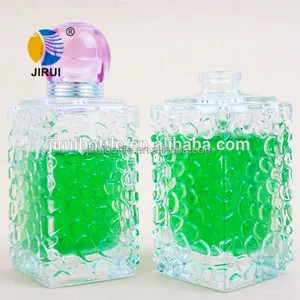 30ml square shaped clear perfume glass bottle with dot design
