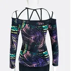 New design women printed Long sleeve top for women's work out, gym, running yoga work out tank top