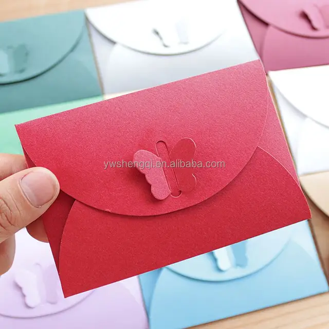 cheap butterfly shape closure mini gift envelope for gift cards