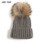 New Arrival Real Raccoon Fur Large Pompom Hat Natural Fur Cap Wholesale