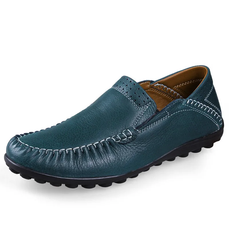 Big Size 2015 Moccasins Man Oxford 100% Genuine Leather HIgh Quality Man Loafers Massage Breathable Man Flats Shoes Brown 37-47