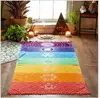 Square Rainbow Beach Towel Colorful Series Life Wheel Tapestry Mandala Yoga Mat