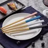 Chinese Chopsticks stainless steel Laser Non-slip chopsitcks Set With Gift Box Black Sushi Chop Stick For Dinner